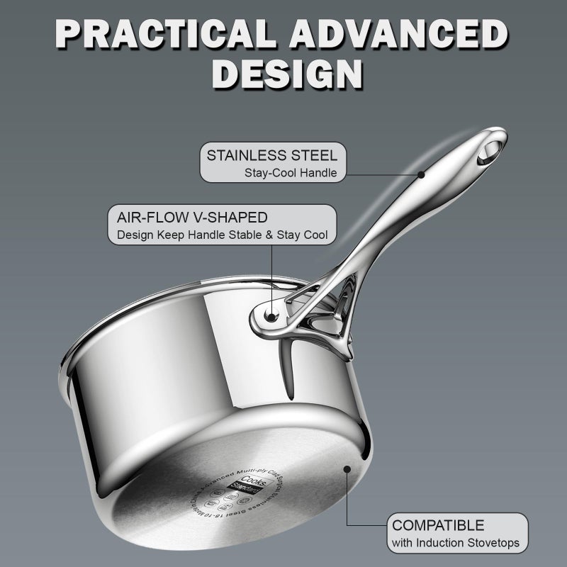 Cooks Standard Multi-Ply Clad Saucepan, 1.5 Quarts, Silver - Image 5